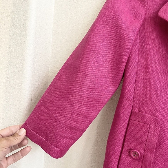 Talbots -Sz 2 Hot Pink Fab Jackie Linen 2 Button Swing  Jacket Blazer Linen Coat - Picture 6 of 12